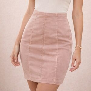 Free People Modern Femme Denim Mini Skirt in Blush Pink 8 NWT